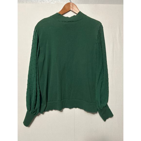 CeCe XL Green Mock Neck Sweater Textured Long Sleeve Knit Pullover Top - Picture 8 of 10